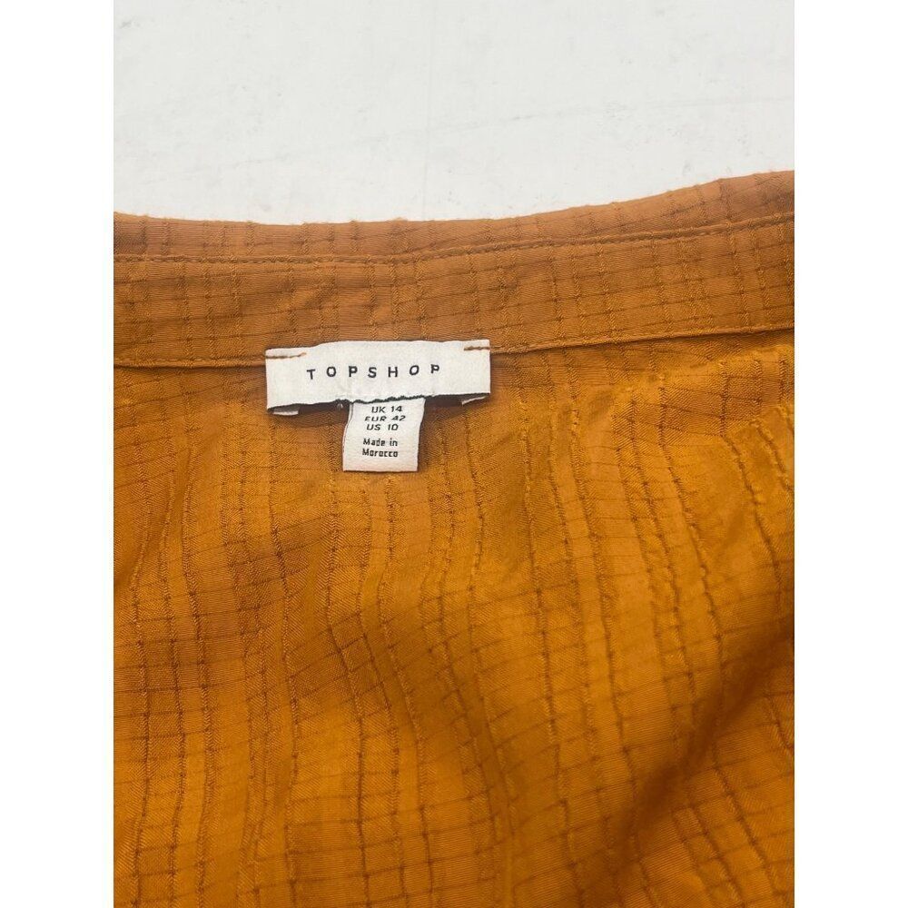 Topshop Textured Wrap Top In Tobacco-brown, US 10 - Picture 7 of 16